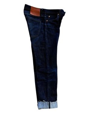 Unbranded UB101 Selvedge 14.5oz Skinny Raw Hem Indigo Button Fly Men's Jeans